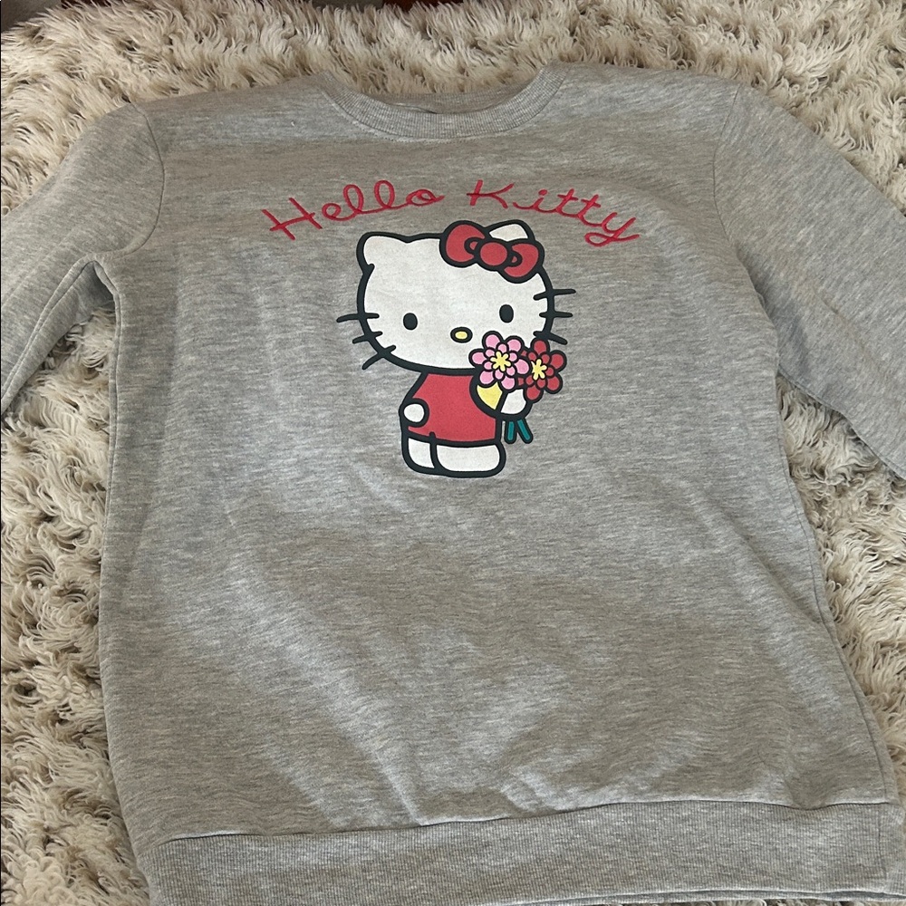 Hello Kitty Gray Sweatshirt with Red and Pink Accents